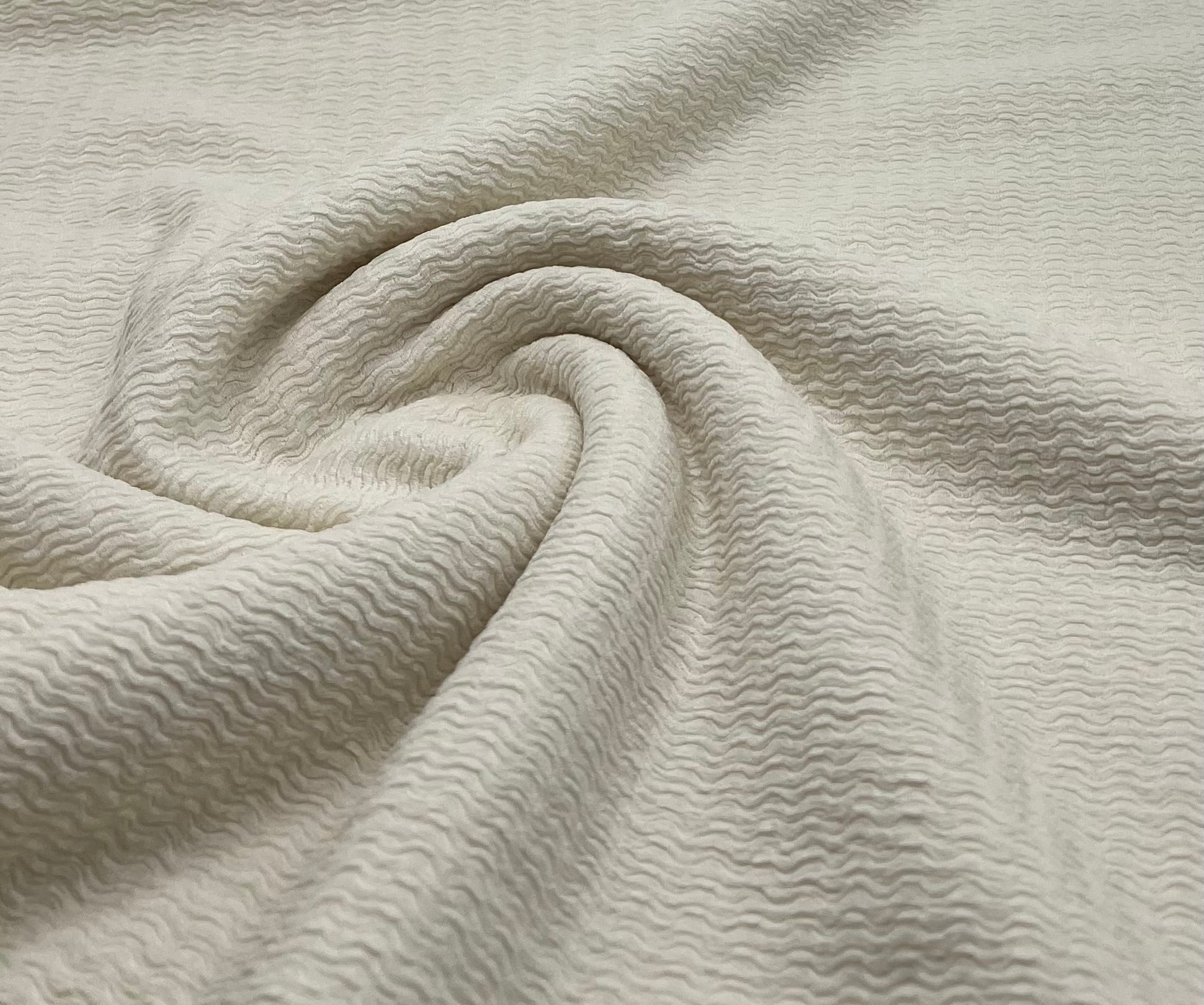 Cream Textured Santiago 2 Way Stretch Fabric - T9 Fabrics